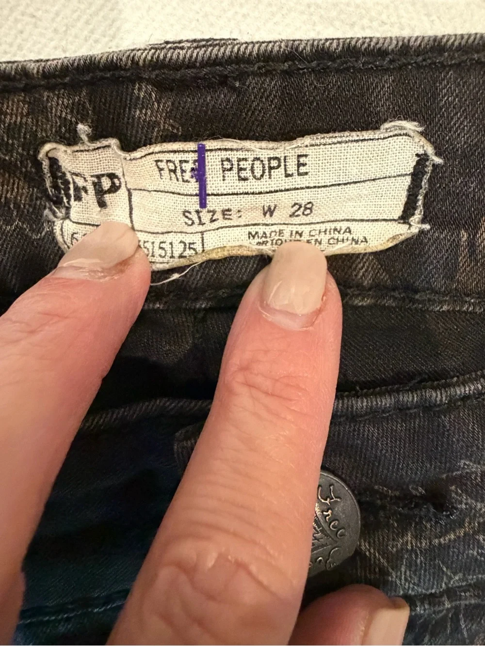 Free People Women’s Brown & Light Brown Abstract Feather & Flowers Jeans Size 28